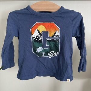 GAP Kids Navy Mountain Graphic Long Sleeve Tee